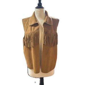 Faux Suede Fringed Vest